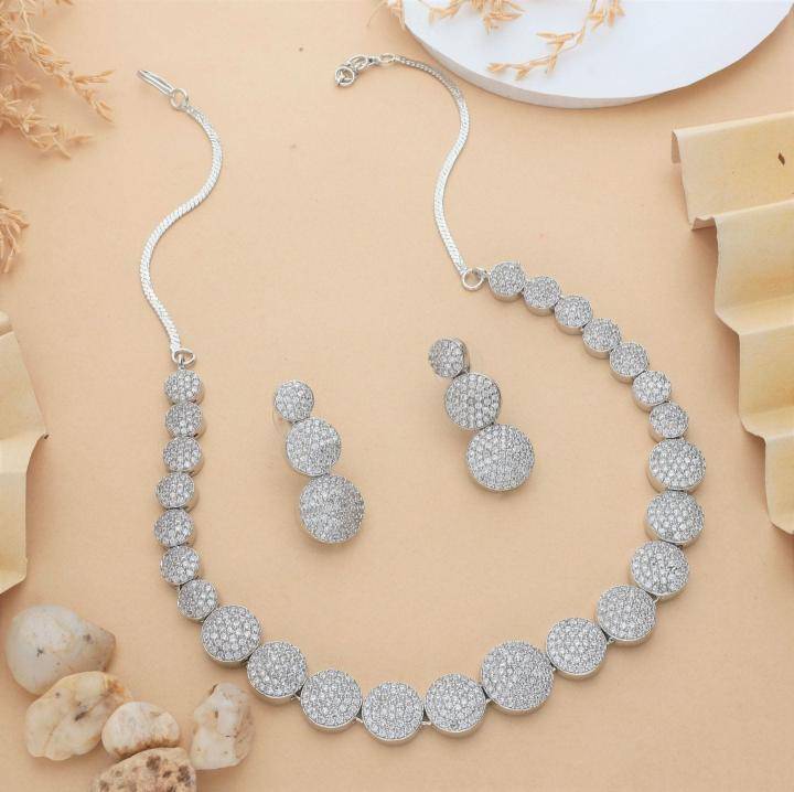 Anti tranish american diamond necklace set 928 Artificial jewelry suppliers in Hyderabad